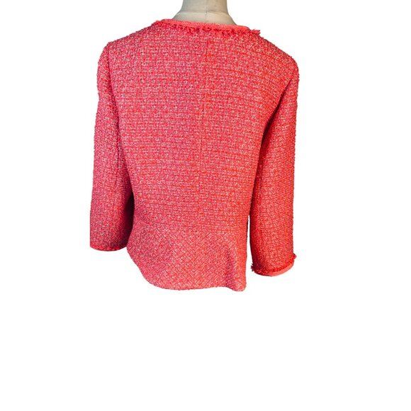 Talbots 14P Petites Tweed Pink/Coral/Red Button Front Jacket Polyester Acrylic - Picture 15 of 16